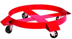 Out-rigger band-type dolly w/ steel casters for 55 gallon drum