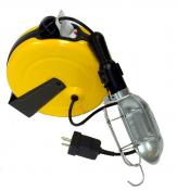 Drop light on retractable 50 ft electric cord reel